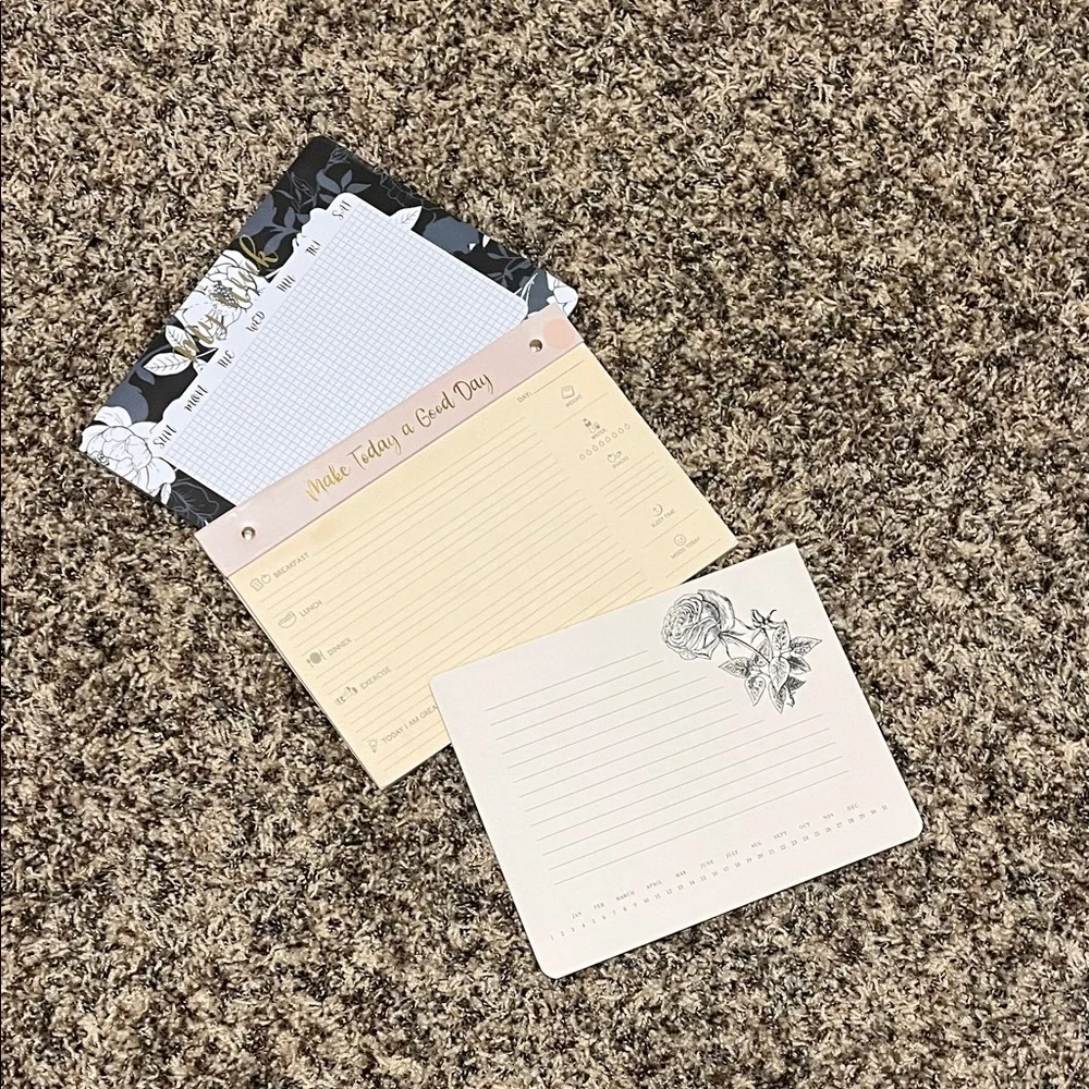 Elegant Floral Planner Set - Cream and Black